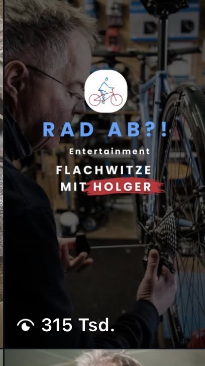 Plattform-Ausschnitt: Humor-Format RAD AB mit 315 Tausend Aufrufen